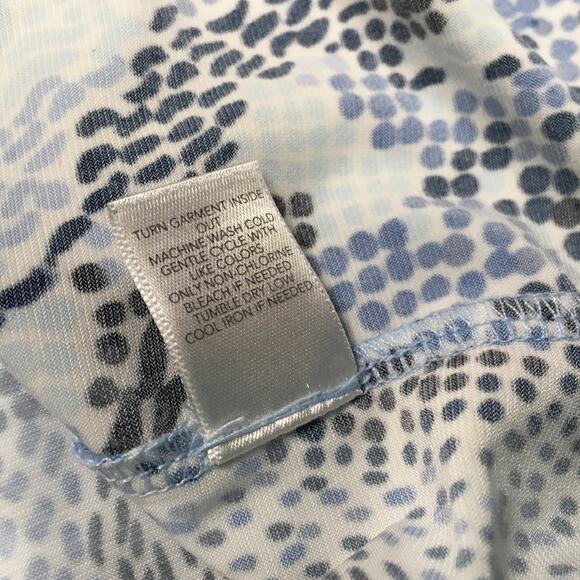 CJ Banks Top Sleeveless Blouse V-Neck Printed Career Top Womens Blue White Black - Picture 8 of 11